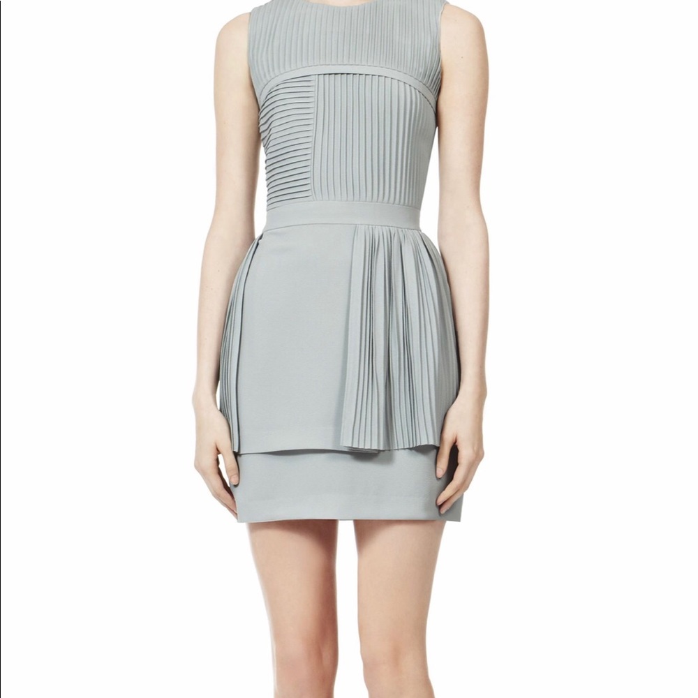 Pale Blue Reiss pleated peplum cocktail dress